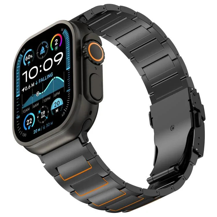 สายรัดนาฬิกาไทเทเนียมอัลลอยด์พร้อมหัวเข็มขัดนิรภัยรูปตัว I สำหรับ Apple Watch 46 มม. / 49 มม. / 45 มม. / 44 มม., สำหรับ Apple Watch 42 มม. / 41 มม. / 40 มม. / 38 มม.