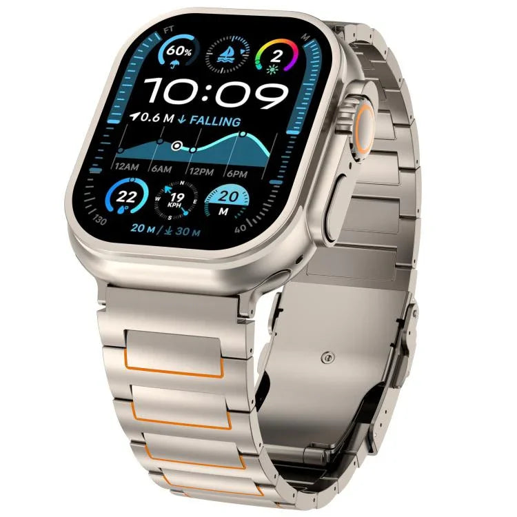 สายรัดนาฬิกาไทเทเนียมอัลลอยด์พร้อมหัวเข็มขัดนิรภัยรูปตัว I สำหรับ Apple Watch 46 มม. / 49 มม. / 45 มม. / 44 มม., สำหรับ Apple Watch 42 มม. / 41 มม. / 40 มม. / 38 มม.