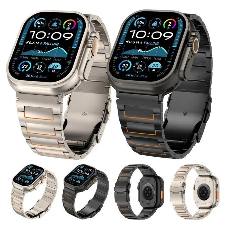 สายรัดนาฬิกาไทเทเนียมอัลลอยด์พร้อมหัวเข็มขัดนิรภัยรูปตัว I สำหรับ Apple Watch 46 มม. / 49 มม. / 45 มม. / 44 มม., สำหรับ Apple Watch 42 มม. / 41 มม. / 40 มม. / 38 มม.