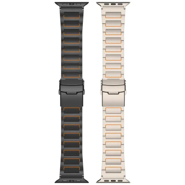 สายรัดนาฬิกาไทเทเนียมอัลลอยด์พร้อมหัวเข็มขัดนิรภัยรูปตัว I สำหรับ Apple Watch 46 มม. / 49 มม. / 45 มม. / 44 มม., สำหรับ Apple Watch 42 มม. / 41 มม. / 40 มม. / 38 มม.