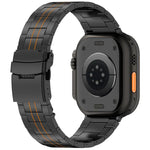 สายรัดนาฬิกาไทเทเนียมอัลลอยด์พร้อมหัวเข็มขัดนิรภัยสามเม็ด สำหรับ Apple Watch 46 มม. / 49 มม. / 45 มม. / 44 มม., สำหรับ Apple Watch 42 มม. / 41 มม. / 40 มม. / 38 มม.