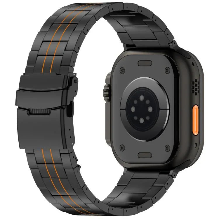 สายรัดนาฬิกาไทเทเนียมอัลลอยด์พร้อมหัวเข็มขัดนิรภัยสามเม็ด สำหรับ Apple Watch 46 มม. / 49 มม. / 45 มม. / 44 มม., สำหรับ Apple Watch 42 มม. / 41 มม. / 40 มม. / 38 มม.