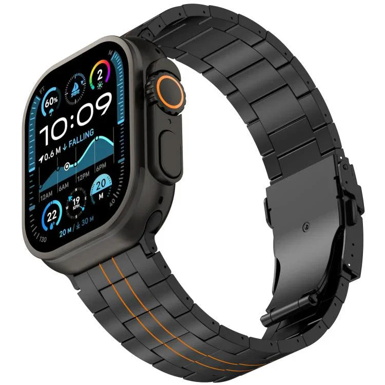 สายรัดนาฬิกาไทเทเนียมอัลลอยด์พร้อมหัวเข็มขัดนิรภัยสามเม็ด สำหรับ Apple Watch 46 มม. / 49 มม. / 45 มม. / 44 มม., สำหรับ Apple Watch 42 มม. / 41 มม. / 40 มม. / 38 มม.