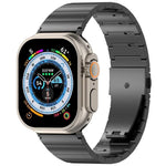 สายรัดนาฬิกาไทเทเนียมอัลลอยด์พร้อมหัวเข็มขัดแบนปลดเร็วเม็ดเดียว สำหรับ Apple Watch 46 มม. / 49 มม. / 45 มม. / 44 มม., สำหรับ Apple Watch 42 มม. / 41 มม. / 40 มม. / 38 มม.
