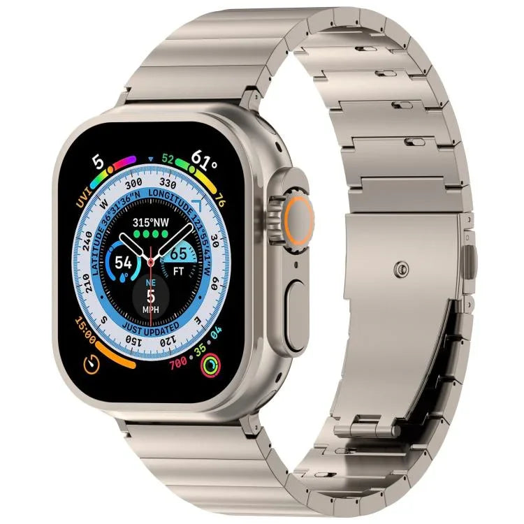 สายรัดนาฬิกาไทเทเนียมอัลลอยด์พร้อมหัวเข็มขัดแบนปลดเร็วเม็ดเดียว สำหรับ Apple Watch 46 มม. / 49 มม. / 45 มม. / 44 มม., สำหรับ Apple Watch 42 มม. / 41 มม. / 40 มม. / 38 มม.