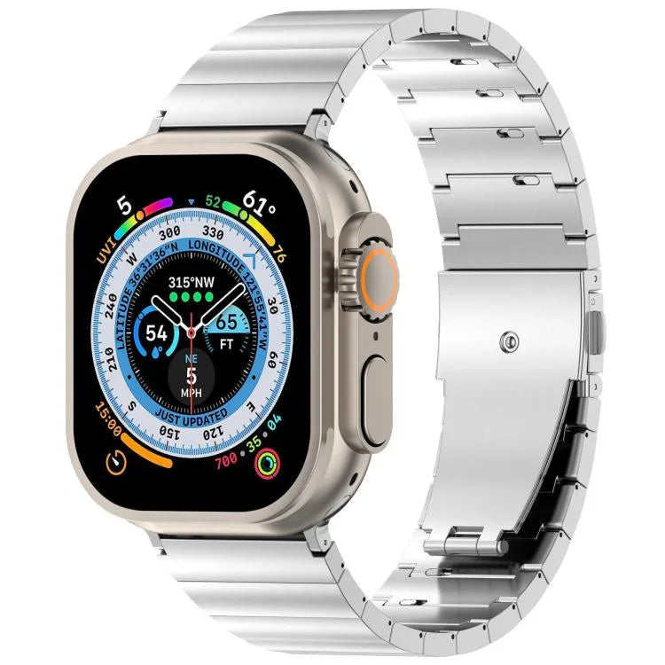 สายรัดนาฬิกาไทเทเนียมอัลลอยด์พร้อมหัวเข็มขัดแบนปลดเร็วเม็ดเดียว สำหรับ Apple Watch 46 มม. / 49 มม. / 45 มม. / 44 มม., สำหรับ Apple Watch 42 มม. / 41 มม. / 40 มม. / 38 มม.