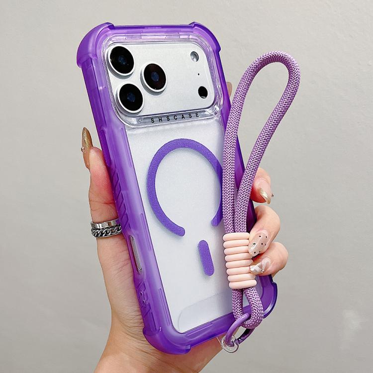 เคสโทรศัพท์แบบไฮบริด TPU ด้านใสพร้อม PC 3-in-1 MagSafe พร้อมสายรัดข้อมือ สำหรับ iPhone 17 Pro Max, สำหรับ iPhone 17 Pro, สำหรับ iPhone 17, สำหรับ iPhone Air, สำหรับ iPhone 16 Pro Max, สำหรับ iPhone 16 Pro, สำหรับ iPhone 16 Plus, สำหรับ iPhone 16