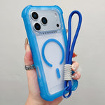 เคสโทรศัพท์แบบไฮบริด TPU ด้านใสพร้อม PC 3-in-1 MagSafe พร้อมสายรัดข้อมือ สำหรับ iPhone 17 Pro Max, สำหรับ iPhone 17 Pro, สำหรับ iPhone 17, สำหรับ iPhone Air, สำหรับ iPhone 16 Pro Max, สำหรับ iPhone 16 Pro, สำหรับ iPhone 16 Plus, สำหรับ iPhone 16