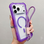 เคสโทรศัพท์แบบไฮบริด TPU ด้านใสพร้อม PC 3-in-1 MagSafe พร้อมสายรัดข้อมือ สำหรับ iPhone 17 Pro Max, สำหรับ iPhone 17 Pro, สำหรับ iPhone 17, สำหรับ iPhone Air, สำหรับ iPhone 16 Pro Max, สำหรับ iPhone 16 Pro, สำหรับ iPhone 16 Plus, สำหรับ iPhone 16