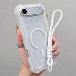 เคสโทรศัพท์แบบไฮบริด TPU ด้านใสพร้อม PC 3-in-1 MagSafe พร้อมสายรัดข้อมือ สำหรับ iPhone 17 Pro Max, สำหรับ iPhone 17 Pro, สำหรับ iPhone 17, สำหรับ iPhone Air, สำหรับ iPhone 16 Pro Max, สำหรับ iPhone 16 Pro, สำหรับ iPhone 16 Plus, สำหรับ iPhone 16