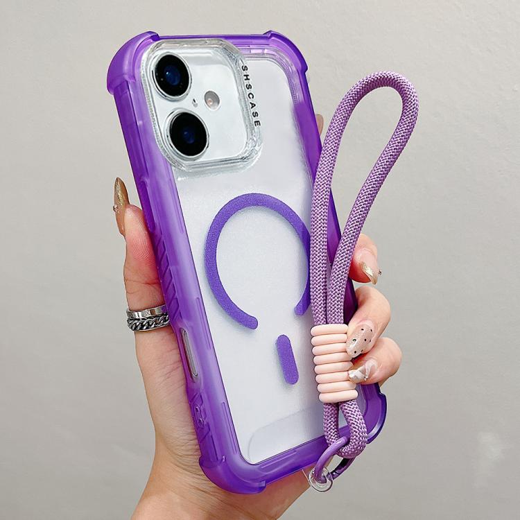 เคสโทรศัพท์แบบไฮบริด TPU ด้านใสพร้อม PC 3-in-1 MagSafe พร้อมสายรัดข้อมือ สำหรับ iPhone 17 Pro Max, สำหรับ iPhone 17 Pro, สำหรับ iPhone 17, สำหรับ iPhone Air, สำหรับ iPhone 16 Pro Max, สำหรับ iPhone 16 Pro, สำหรับ iPhone 16 Plus, สำหรับ iPhone 16