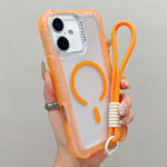 เคสโทรศัพท์แบบไฮบริด TPU ด้านใสพร้อม PC 3-in-1 MagSafe พร้อมสายรัดข้อมือ สำหรับ iPhone 17 Pro Max, สำหรับ iPhone 17 Pro, สำหรับ iPhone 17, สำหรับ iPhone Air, สำหรับ iPhone 16 Pro Max, สำหรับ iPhone 16 Pro, สำหรับ iPhone 16 Plus, สำหรับ iPhone 16