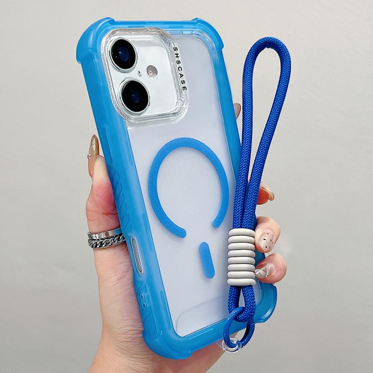 เคสโทรศัพท์แบบไฮบริด TPU ด้านใสพร้อม PC 3-in-1 MagSafe พร้อมสายรัดข้อมือ สำหรับ iPhone 17 Pro Max, สำหรับ iPhone 17 Pro, สำหรับ iPhone 17, สำหรับ iPhone Air, สำหรับ iPhone 16 Pro Max, สำหรับ iPhone 16 Pro, สำหรับ iPhone 16 Plus, สำหรับ iPhone 16