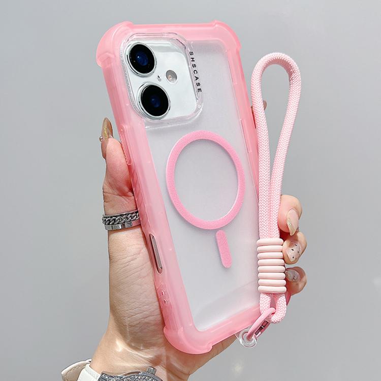 เคสโทรศัพท์แบบไฮบริด TPU ด้านใสพร้อม PC 3-in-1 MagSafe พร้อมสายรัดข้อมือ สำหรับ iPhone 17 Pro Max, สำหรับ iPhone 17 Pro, สำหรับ iPhone 17, สำหรับ iPhone Air, สำหรับ iPhone 16 Pro Max, สำหรับ iPhone 16 Pro, สำหรับ iPhone 16 Plus, สำหรับ iPhone 16