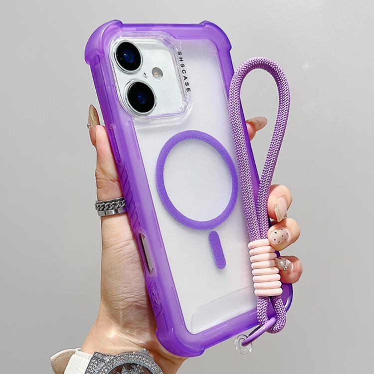 เคสโทรศัพท์แบบไฮบริด TPU ด้านใสพร้อม PC 3-in-1 MagSafe พร้อมสายรัดข้อมือ สำหรับ iPhone 17 Pro Max, สำหรับ iPhone 17 Pro, สำหรับ iPhone 17, สำหรับ iPhone Air, สำหรับ iPhone 16 Pro Max, สำหรับ iPhone 16 Pro, สำหรับ iPhone 16 Plus, สำหรับ iPhone 16