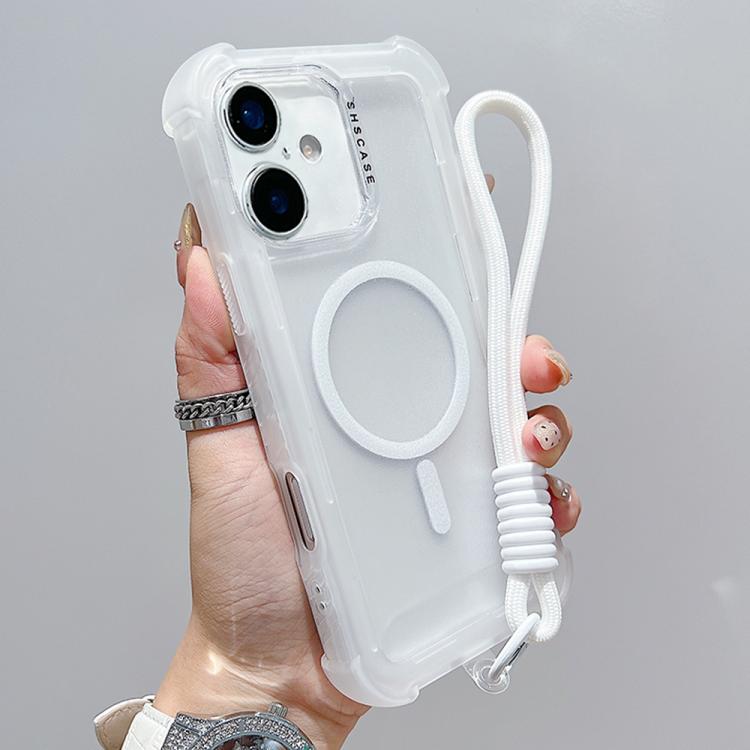 เคสโทรศัพท์แบบไฮบริด TPU ด้านใสพร้อม PC 3-in-1 MagSafe พร้อมสายรัดข้อมือ สำหรับ iPhone 17 Pro Max, สำหรับ iPhone 17 Pro, สำหรับ iPhone 17, สำหรับ iPhone Air, สำหรับ iPhone 16 Pro Max, สำหรับ iPhone 16 Pro, สำหรับ iPhone 16 Plus, สำหรับ iPhone 16