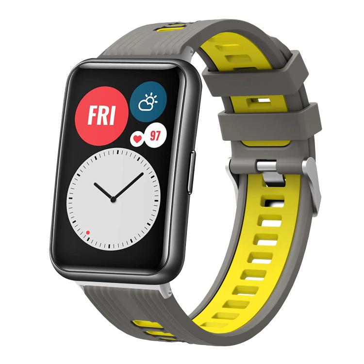 xDfind Dual Color Silver Buckle Silicone Watch Band, For Huawei Watch Fit New