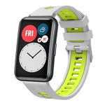 xDfind Dual Color Silver Buckle Silicone Watch Band, For Huawei Watch Fit New
