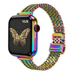 สายรัดนาฬิกาโลหะตาข่ายเหล็กพร้อมหัวเข็มขัดแม่เหล็กแบบสแน็ปบาง สำหรับ Apple Watch 46 มม. / 49 มม. / 45 มม. / 44 มม., สำหรับ Apple Watch 42 มม. / 41 มม. / 40 มม. / 38 มม.