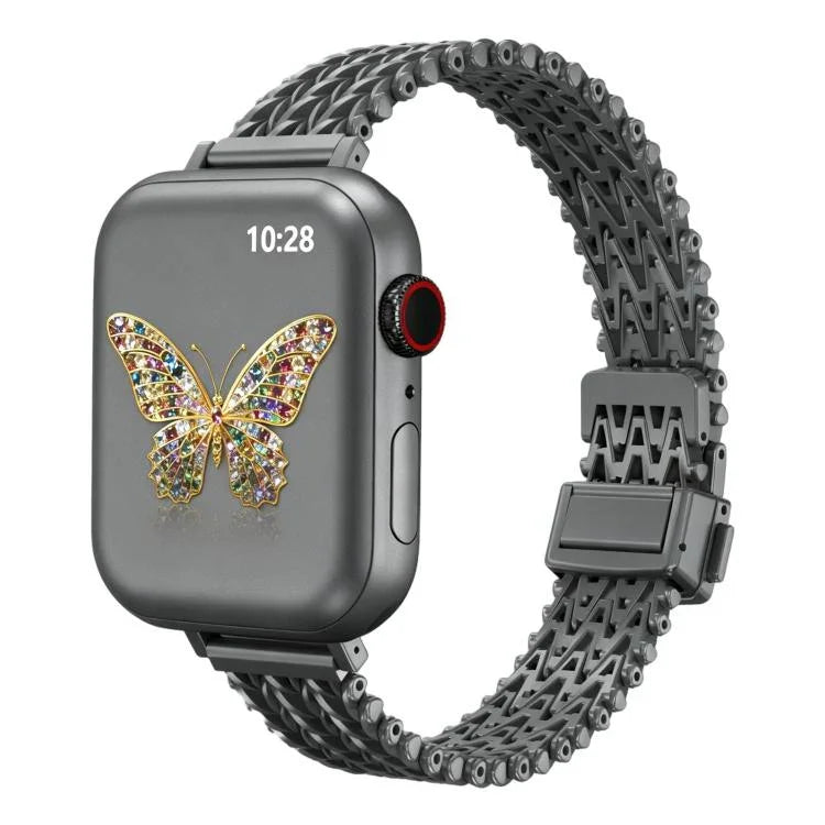 สายรัดนาฬิกาโลหะตาข่ายเหล็กพร้อมหัวเข็มขัดแม่เหล็กแบบสแน็ปบาง สำหรับ Apple Watch 46 มม. / 49 มม. / 45 มม. / 44 มม., สำหรับ Apple Watch 42 มม. / 41 มม. / 40 มม. / 38 มม.