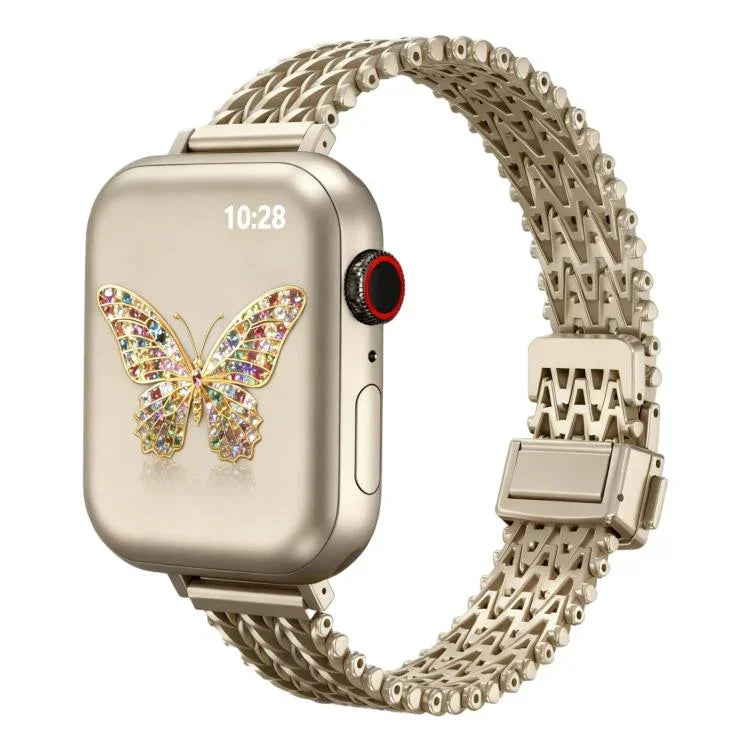สายรัดนาฬิกาโลหะตาข่ายเหล็กพร้อมหัวเข็มขัดแม่เหล็กแบบสแน็ปบาง สำหรับ Apple Watch 46 มม. / 49 มม. / 45 มม. / 44 มม., สำหรับ Apple Watch 42 มม. / 41 มม. / 40 มม. / 38 มม.