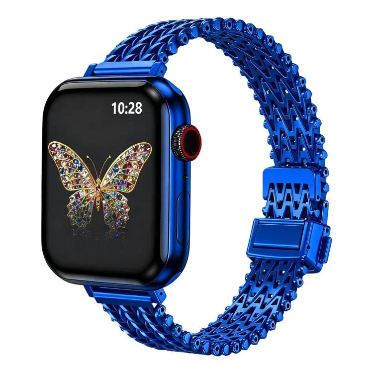 สายรัดนาฬิกาโลหะตาข่ายเหล็กพร้อมหัวเข็มขัดแม่เหล็กแบบสแน็ปบาง สำหรับ Apple Watch 46 มม. / 49 มม. / 45 มม. / 44 มม., สำหรับ Apple Watch 42 มม. / 41 มม. / 40 มม. / 38 มม.