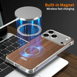 เคสโทรศัพท์ MagSafe ลายไม้โลหะไม่มีกรอบ J TRIBE สำหรับ iPhone 17 Pro Max, สำหรับ iPhone 17 Pro, สำหรับ iPhone 17, สำหรับ iPhone Air, สำหรับ iPhone 16 Pro Max, สำหรับ iPhone 16 Pro, สำหรับ iPhone 15 Pro Max, สำหรับ iPhone 15 Pro