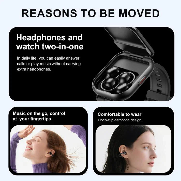 นาฬิกาอัจฉริยะบลูทูธพร้อมหูฟัง 2 in 1 D12 หน้าจอ TFT 2.01 นิ้ว รองรับการโทรไร้สาย