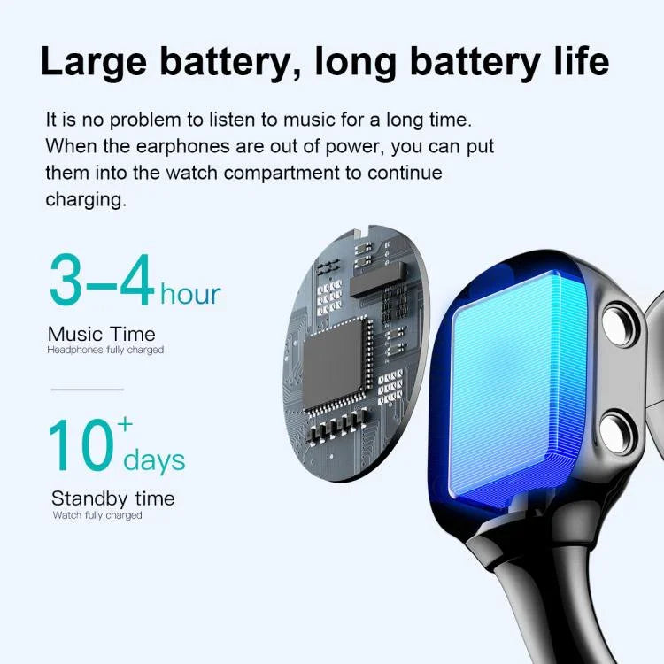 นาฬิกาอัจฉริยะบลูทูธพร้อมหูฟัง 2 in 1 D12 หน้าจอ TFT 2.01 นิ้ว รองรับการโทรไร้สาย