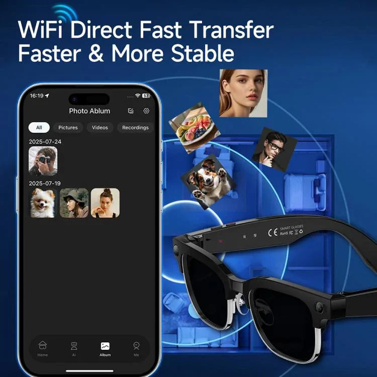 แว่นตาอัจฉริยะ W630 800W WiFi4 พร้อม AI จดจำภาพและแปลภาษา รองรับการโทรบลูทูธ
