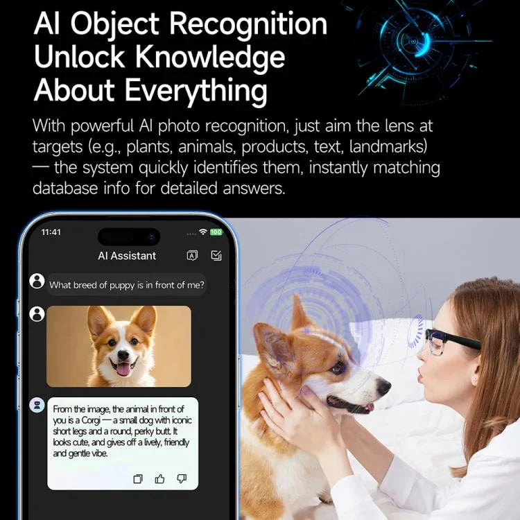 แว่นตาอัจฉริยะ W630 800W WiFi4 พร้อม AI จดจำภาพและแปลภาษา รองรับการโทรบลูทูธ