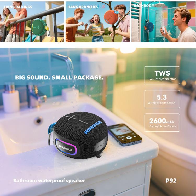 ลำโพง Bluetooth ไร้สายกลางแจ้ง HOPESTAR P92 15W กันน้ำ IPX7