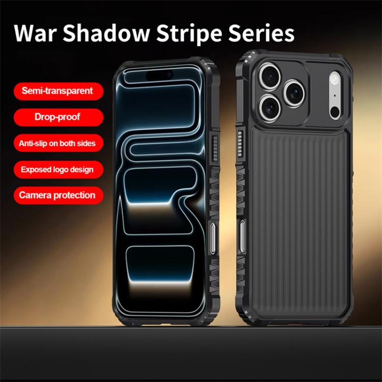 เคสโทรศัพท์กันกระแทกแบบฟรอสต์ซีรีส์ War Shadow Stripe พร้อมถุงลมนิรภัย สำหรับ iPhone 17 Pro Max, สำหรับ iPhone 17 Pro
