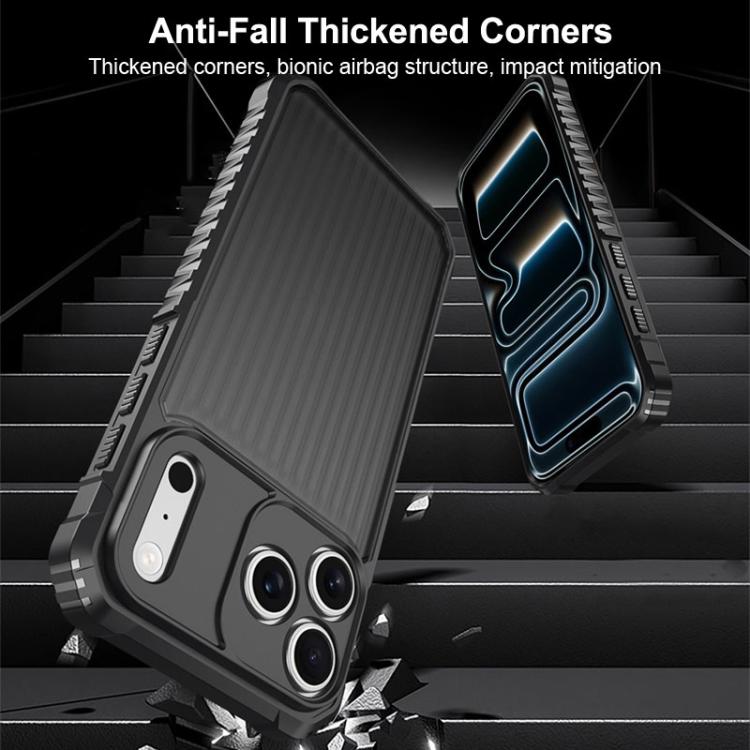 เคสโทรศัพท์กันกระแทกแบบฟรอสต์ซีรีส์ War Shadow Stripe พร้อมถุงลมนิรภัย สำหรับ iPhone 17 Pro Max, สำหรับ iPhone 17 Pro