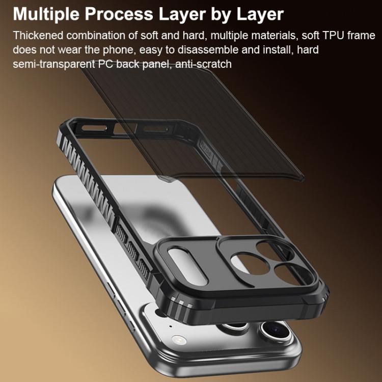 เคสโทรศัพท์กันกระแทกแบบฟรอสต์ซีรีส์ War Shadow Stripe พร้อมถุงลมนิรภัย สำหรับ iPhone 17 Pro Max, สำหรับ iPhone 17 Pro