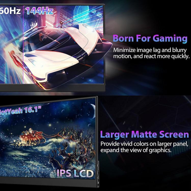 จอภาพพกพา 16.1 นิ้ว 2.5K 144Hz ขยายหน้าจอ P161Q10G, 16.1 นิ้ว 2.5K 144Hz