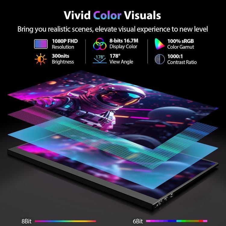 จอภาพพกพา 16.1 นิ้ว 2.5K 144Hz ขยายหน้าจอ P161Q10G, 16.1 นิ้ว 2.5K 144Hz