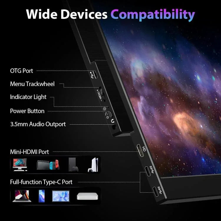 จอภาพพกพา 16.1 นิ้ว 2.5K 144Hz ขยายหน้าจอ P161Q10G, 16.1 นิ้ว 2.5K 144Hz