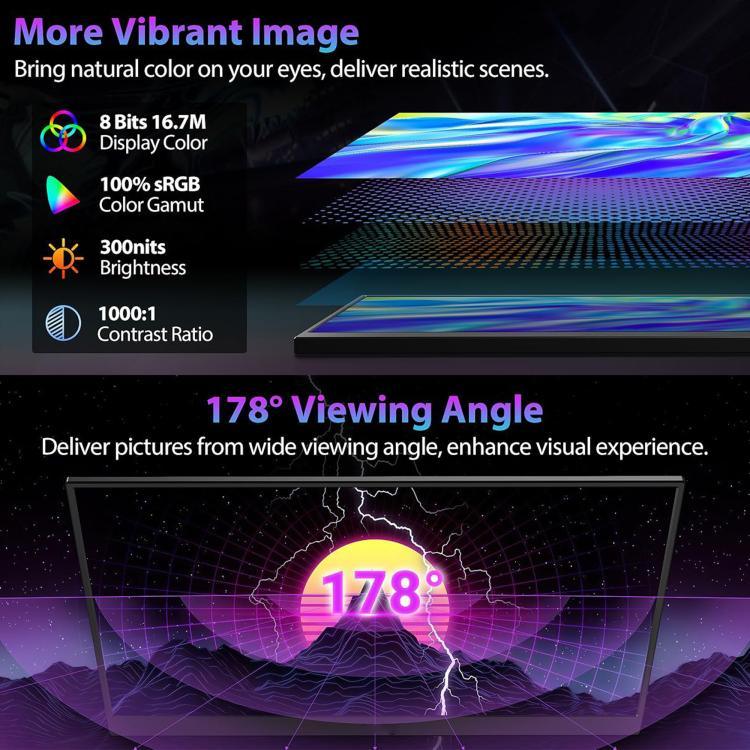 จอภาพพกพา 16.1 นิ้ว 2.5K 144Hz ขยายหน้าจอ P161Q10G, 16.1 นิ้ว 2.5K 144Hz