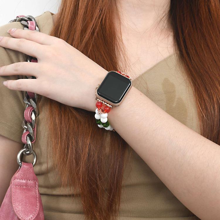 สายรัดนาฬิกาโซ่ลูกปัดคริสต์มาสกว้าง 20 มม. สำหรับ Apple Watch 46mm / 49mm / 45mm / 44mm, สำหรับ Apple Watch 42mm / 41mm / 40mm / 38mm