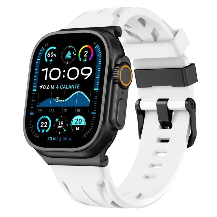 สายรัดนาฬิกาซิลิโคนหัวเข็มขัดหมุดสีดำ สำหรับ Apple Watch 46mm / 49mm / 45mm / 44mm, สำหรับ Apple Watch 42mm / 41mm / 40mm / 38mm