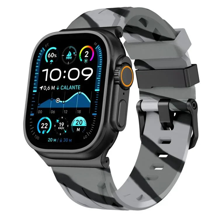 สายรัดนาฬิกาซิลิโคนหัวเข็มขัดหมุดสีดำ สำหรับ Apple Watch 46mm / 49mm / 45mm / 44mm, สำหรับ Apple Watch 42mm / 41mm / 40mm / 38mm