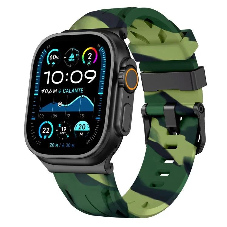 สายรัดนาฬิกาซิลิโคนหัวเข็มขัดหมุดสีดำ สำหรับ Apple Watch 46mm / 49mm / 45mm / 44mm, สำหรับ Apple Watch 42mm / 41mm / 40mm / 38mm
