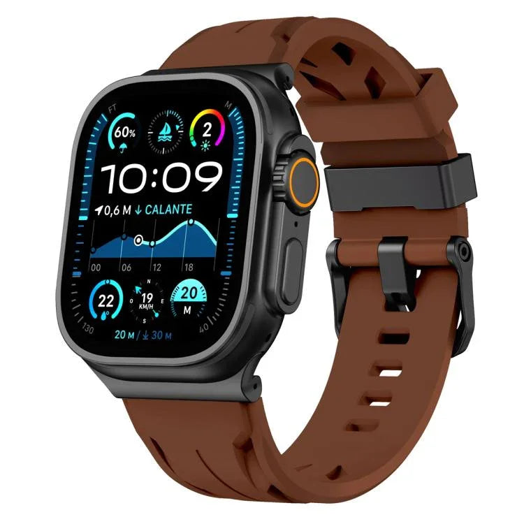 สายรัดนาฬิกาซิลิโคนหัวเข็มขัดหมุดสีดำ สำหรับ Apple Watch 46mm / 49mm / 45mm / 44mm, สำหรับ Apple Watch 42mm / 41mm / 40mm / 38mm