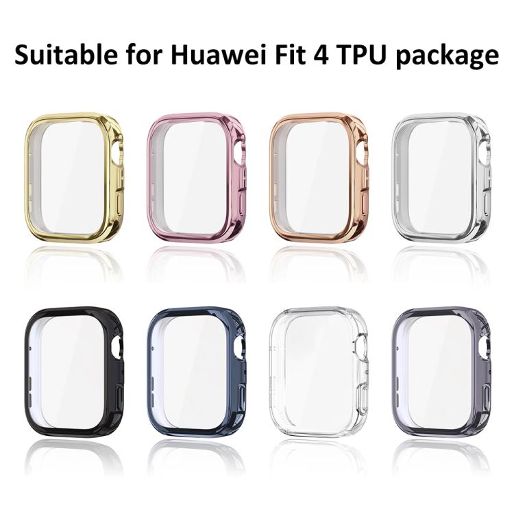 xDfind Plating Tempered Film Integrated TPU Watch Protective Cover, For Huawei Watch Fit 4 Pro, For Huawei Watch Fit 4