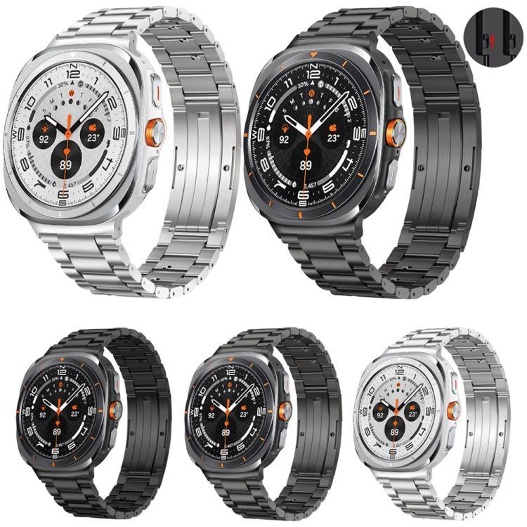 สายสายนาฬิกาโลหะผสมไทเทเนียมหัวเข็มขัด HW เม็ดสามชิ้นถอดได้ สำหรับ Samsung Galaxy Watch Ultra 47 มม. / Ultra 2025, สำหรับ Samsung Galaxy Watch8 / Watch8 Classic