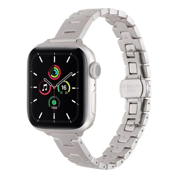 สายรัดนาฬิกาโลหะสแตนเลสสตีลรูปตัว H กว้าง 14 มม. สำหรับ Apple Watch 46mm / 49mm / 45mm / 44mm, สำหรับ Apple Watch 42mm / 41mm / 40mm / 38mm