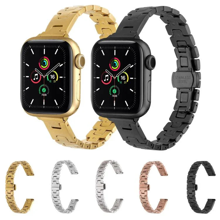 สายรัดนาฬิกาโลหะสแตนเลสสตีลรูปตัว H กว้าง 14 มม. สำหรับ Apple Watch 46mm / 49mm / 45mm / 44mm, สำหรับ Apple Watch 42mm / 41mm / 40mm / 38mm