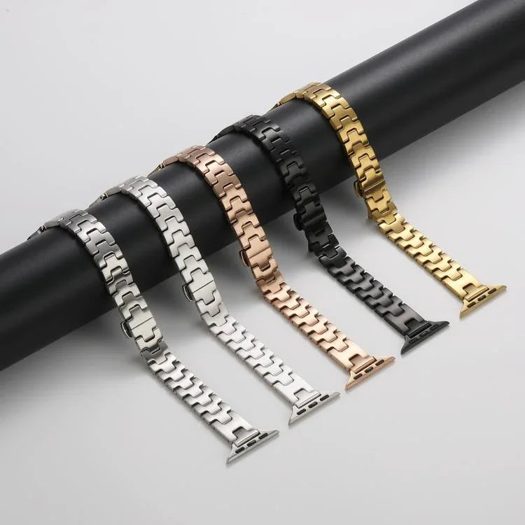 สายรัดนาฬิกาโลหะสแตนเลสสตีลรูปตัว H กว้าง 14 มม. สำหรับ Apple Watch 46mm / 49mm / 45mm / 44mm, สำหรับ Apple Watch 42mm / 41mm / 40mm / 38mm