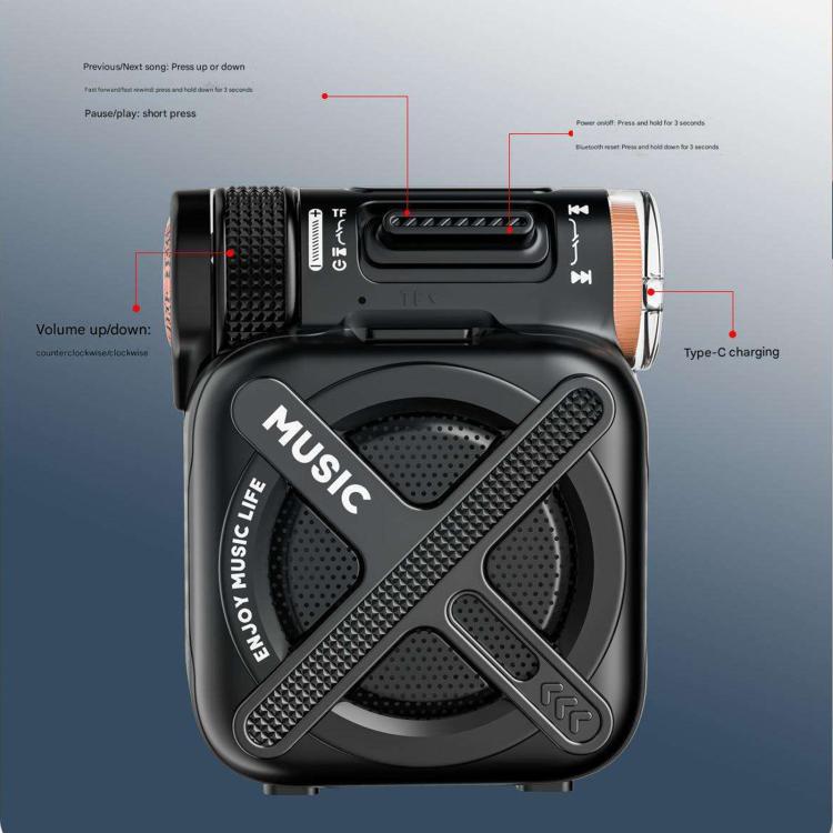 ลำโพงขนาดเล็กแบบพกพากลางแจ้ง M3 อะลูมิเนียมอัลลอย รองรับการ์ด TF